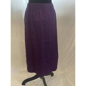 Vintage 90s Purple Linen Maxi Skirt modest prairie Pencil long woven Small